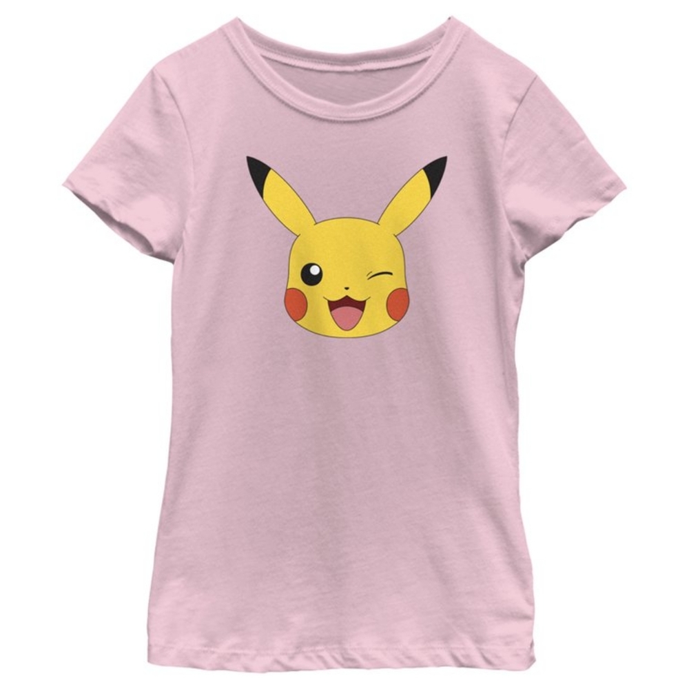 Pokémon Pikachu Winking Tee Shirt Pink Size Large 10/12